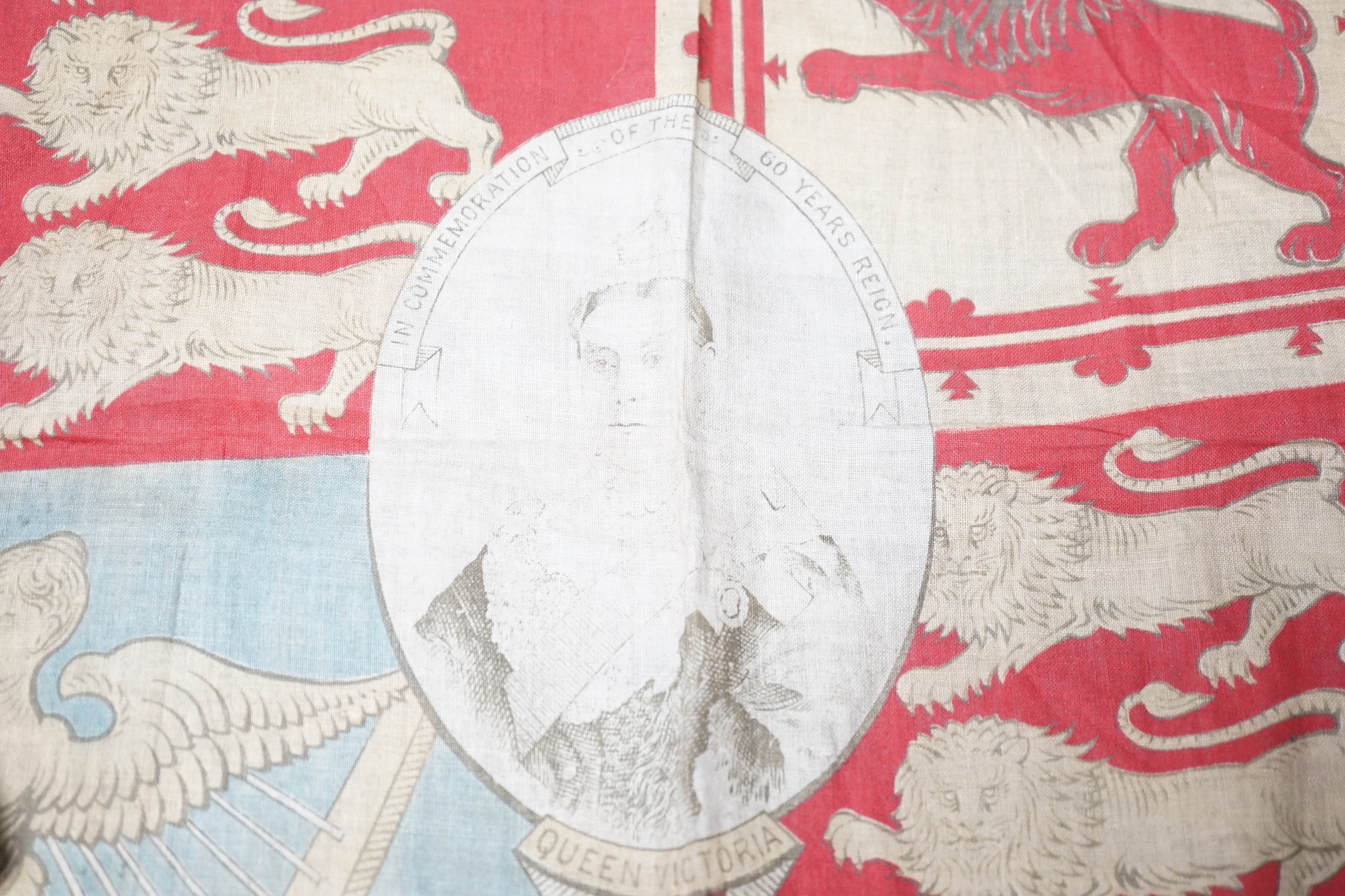 A 19th century Continental painted toleware cigar case and a Victoria Diamond Jubilee flag